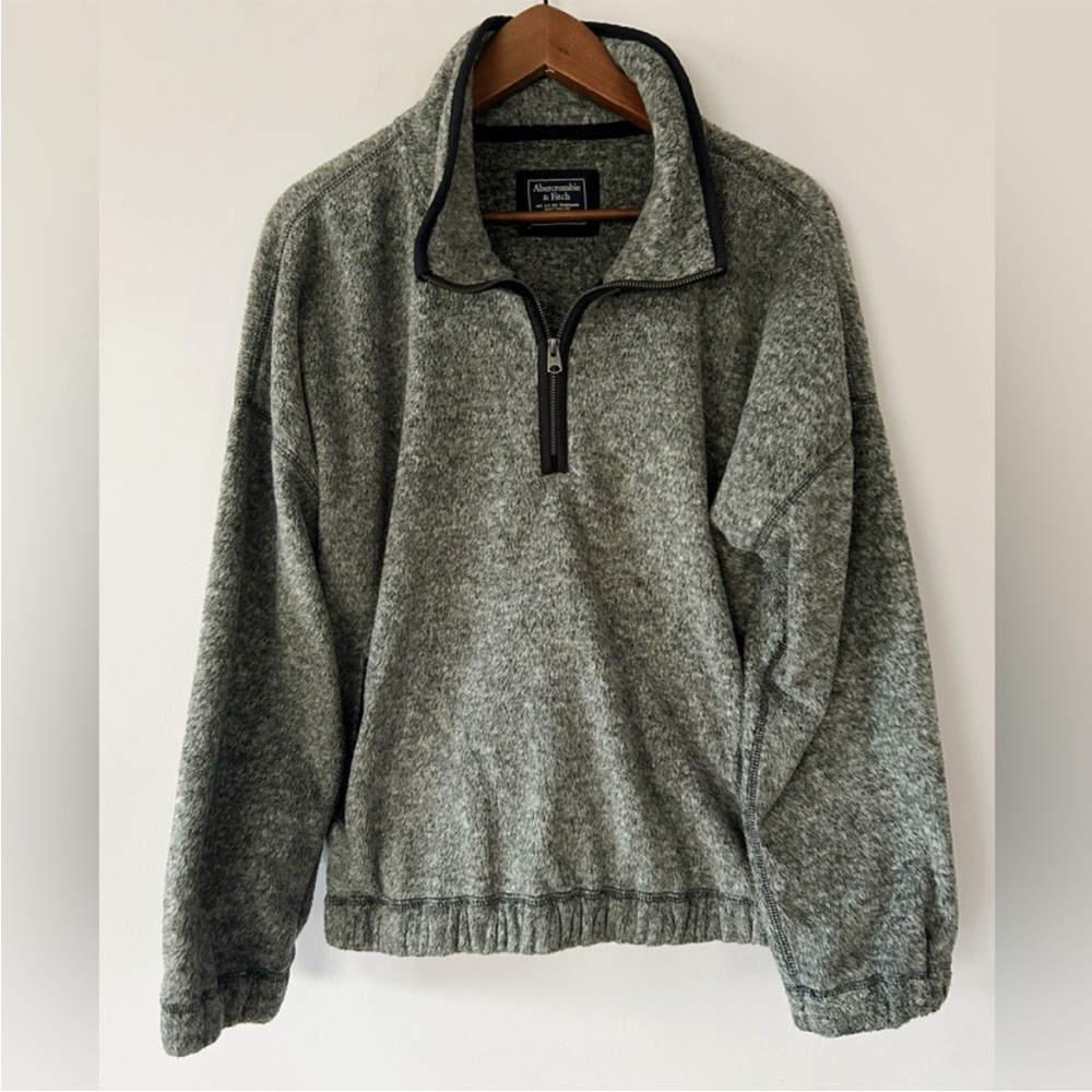 Abercrombie Women’s Oversized Cozy Fleece Half-Zip, EUC, Heather Gray, XL - Picture 2 of 5